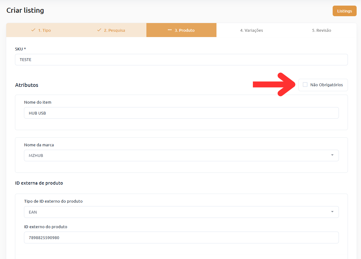 Formulário de Criação