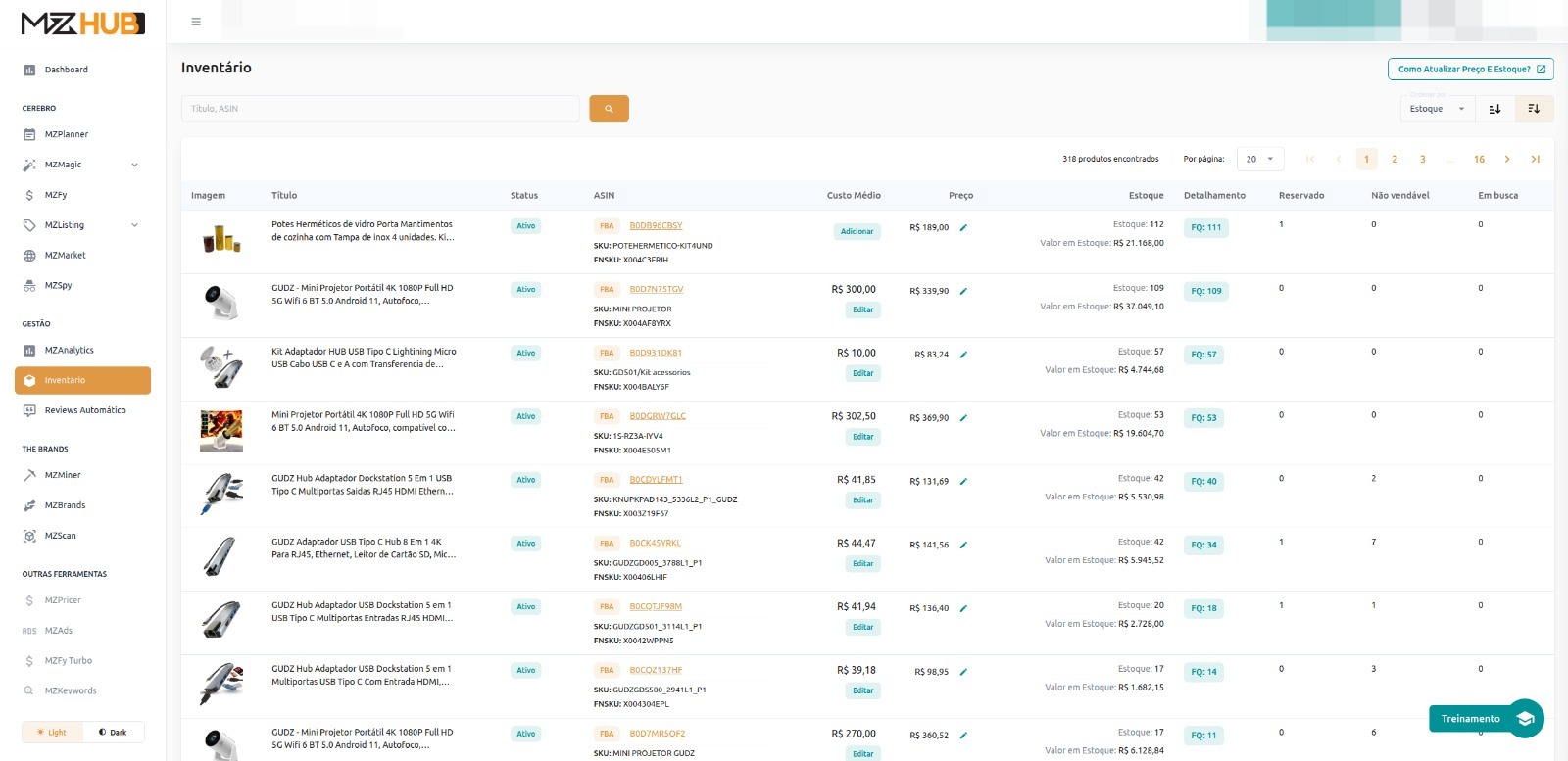 Inventário do Seller Central