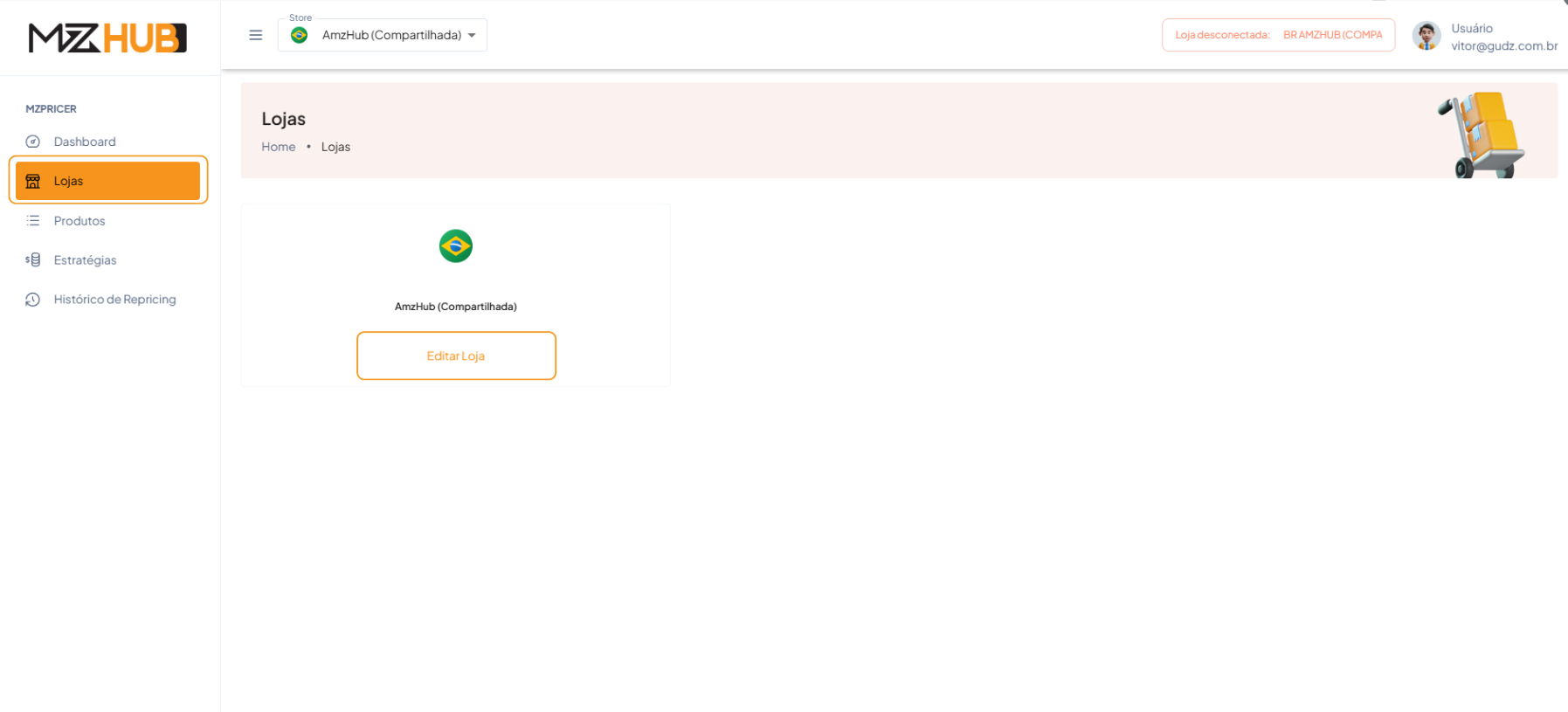 Conexão da Loja - Menu Principal