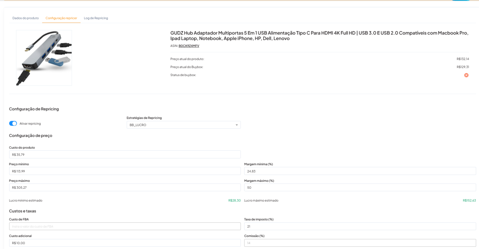 Configuração Repricer