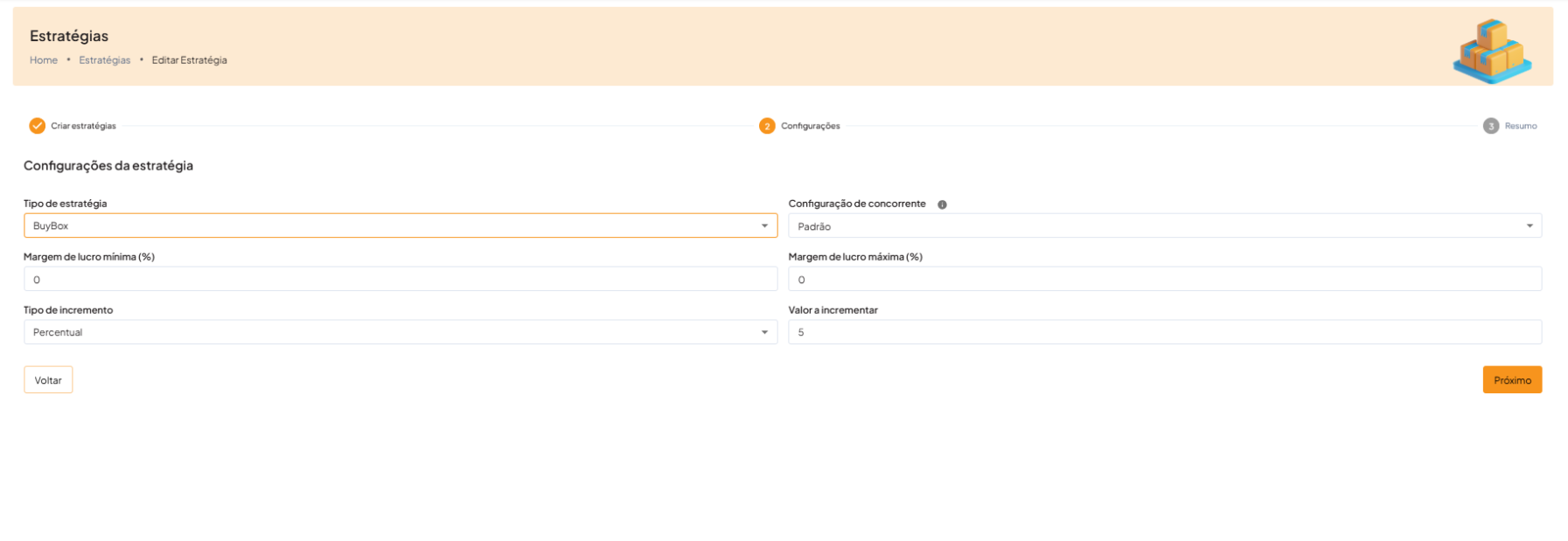 Configuração de Estratégia